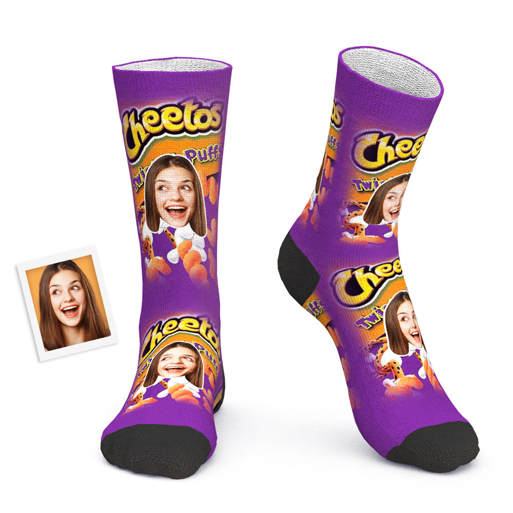 Personalized Custom Photo Face Socks Funny Colorful Snack Designs