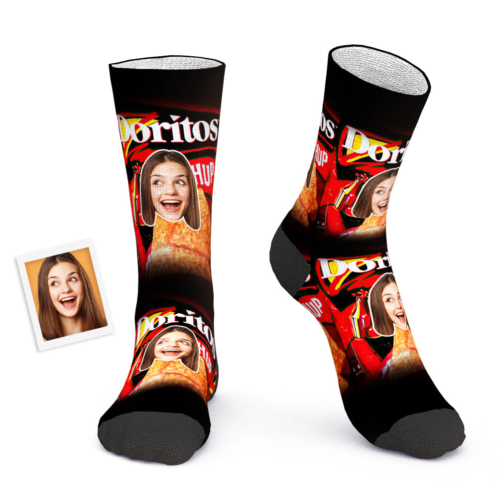 Personalized Custom Photo Face Socks Funny Colorful Snack Designs