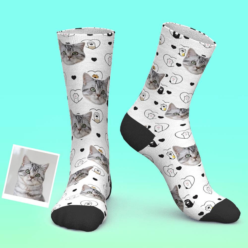 Custom Photo Personalized Pet Cat Lovers Socks