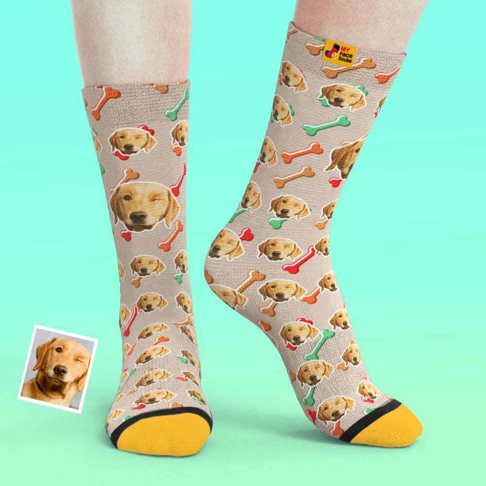 Custom My Face Socks Add Pictures and Name - Dog Face