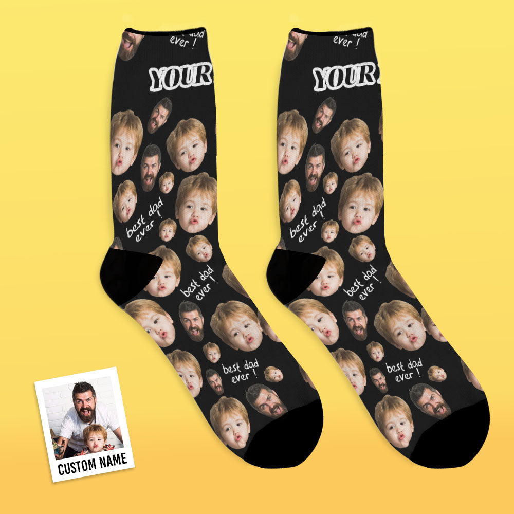 Personalized Custom Photo Face Best Dad Ever Socks