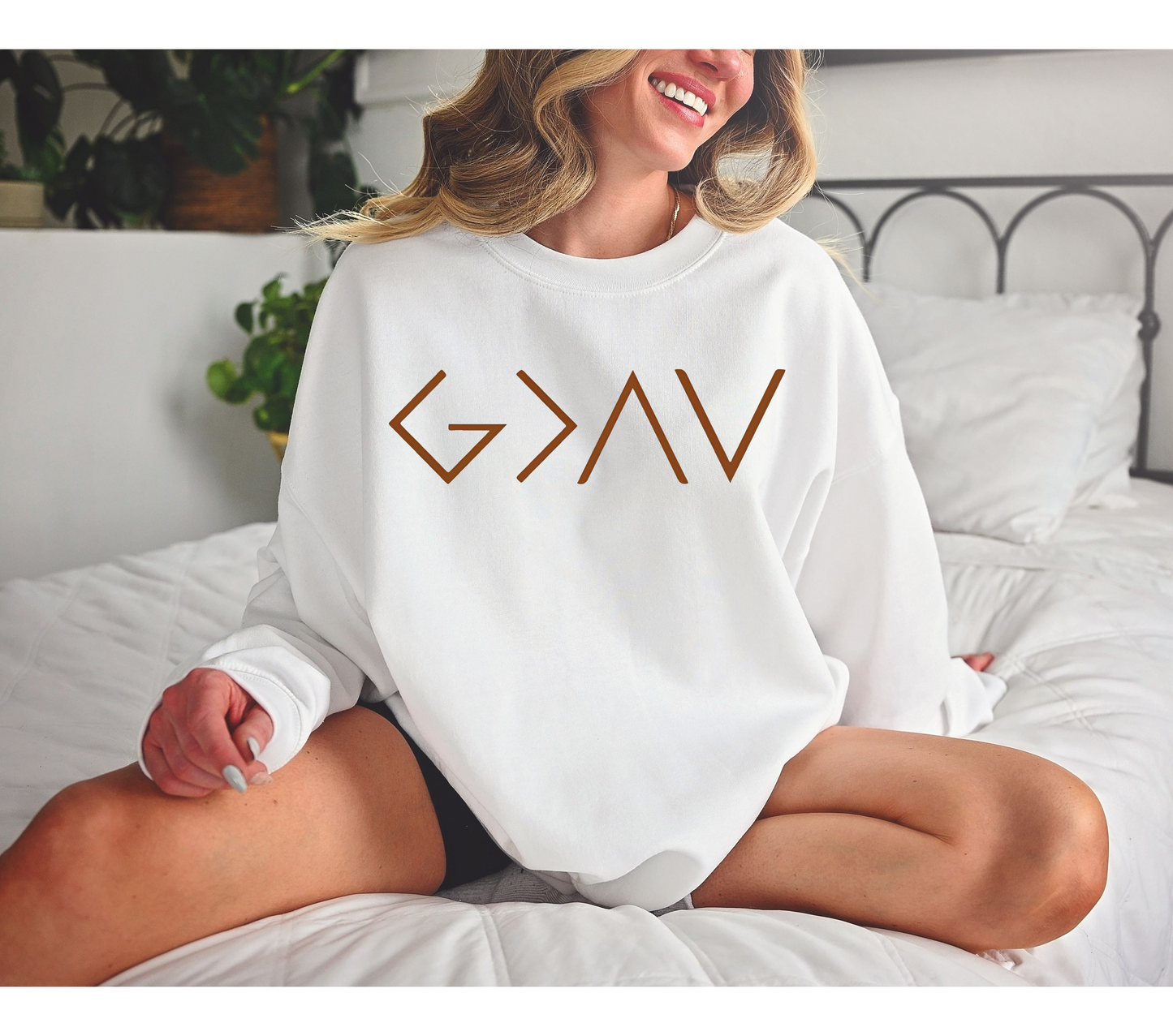 Women's God is Greater Than the Highs and Lows Heavy Blend Crewneck Sweatshirt