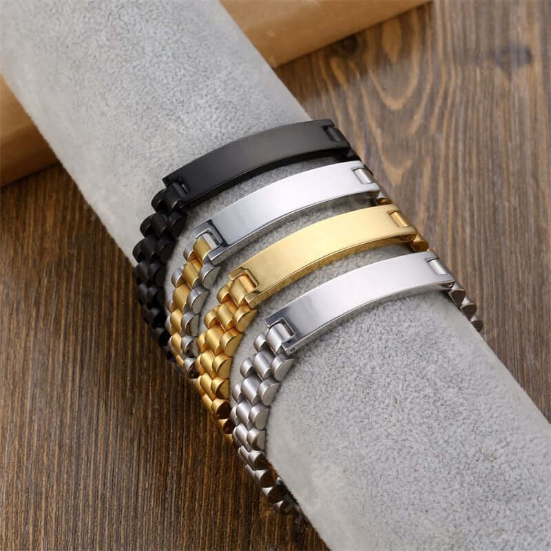 Men's Stainless Steel Engravable Name Bracelet
