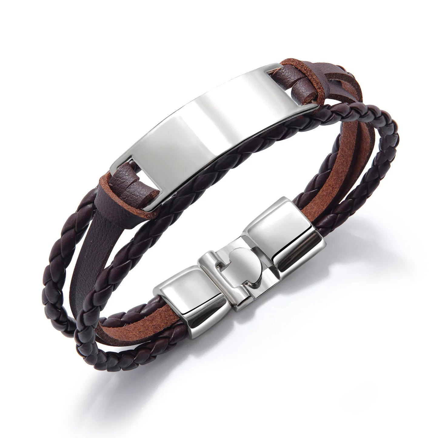 Men's Personalized Engraved Leather Bracelet