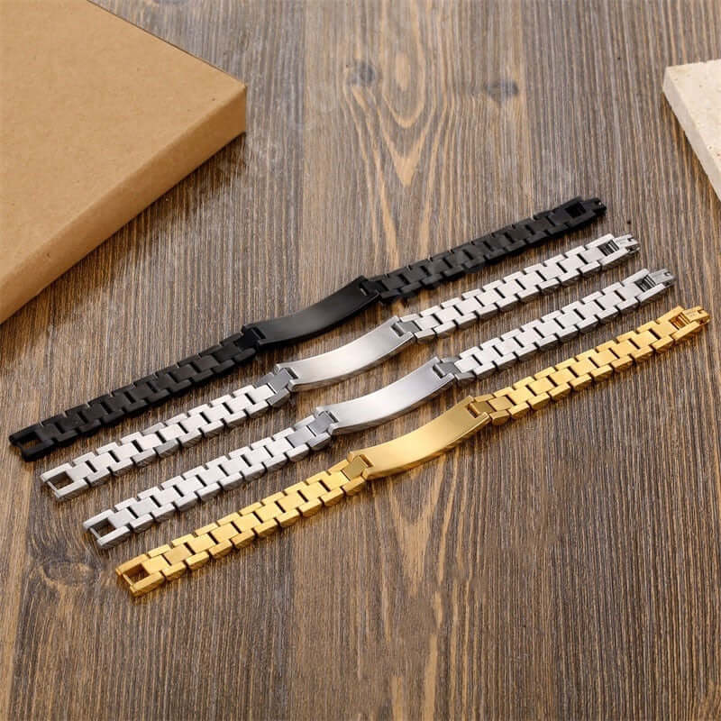Men's Stainless Steel Engravable Name Bracelet