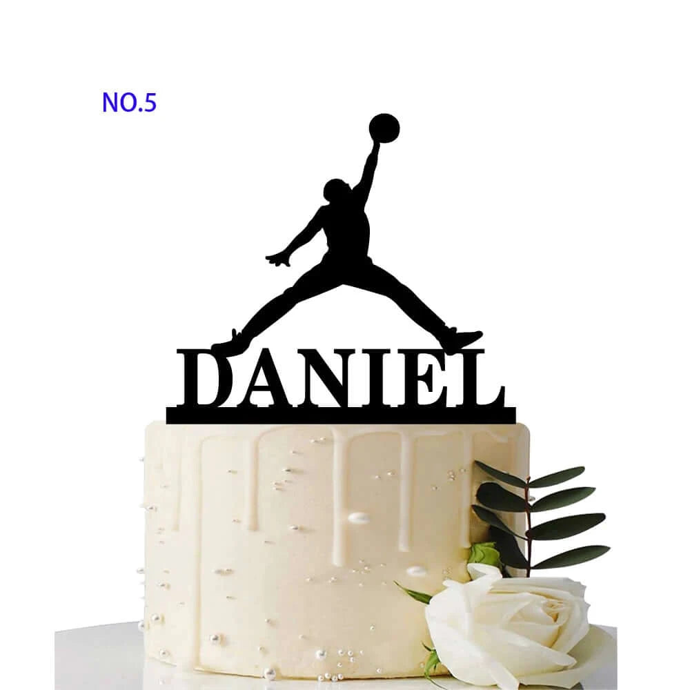 Custom Basketball Theme Name Acrylic Birthday Cake Topper