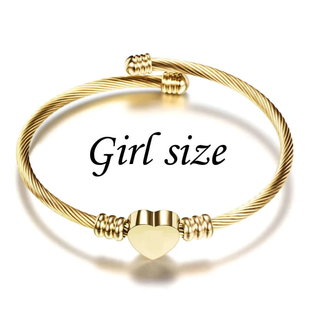 Girl's Stainless Steel Initial Bangle Bracelet