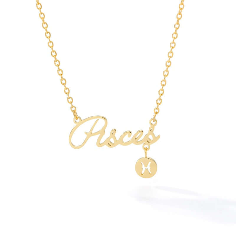 Horoscope Zodiac Necklaces Stainless-Steel Gold-Plated Astrology Constellation Coin Sign Dainty Chain
