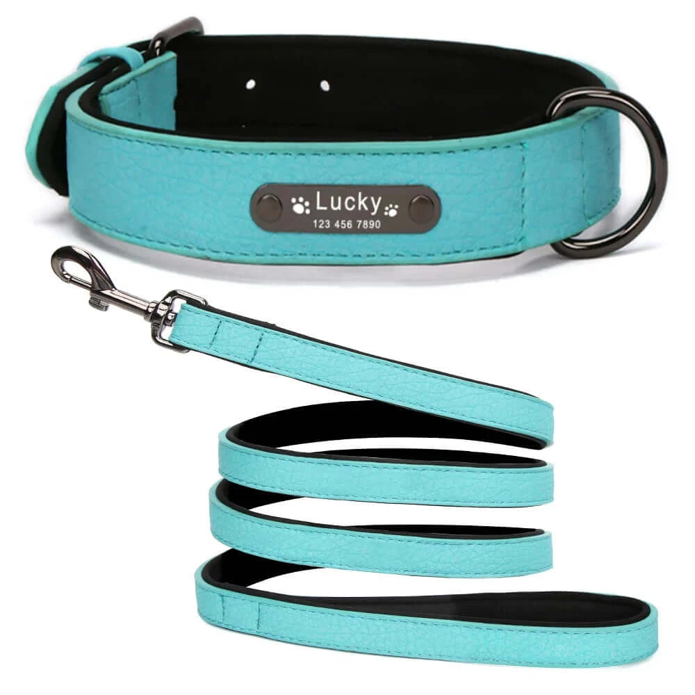 Personalized Leather Dog Collar - 8 Colors