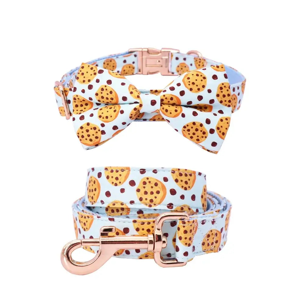 Personalized ID Tag Chocolate Chip Cookie Dog Collar & Leash