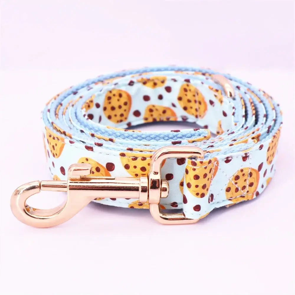 Personalized ID Tag Chocolate Chip Cookie Dog Collar & Leash