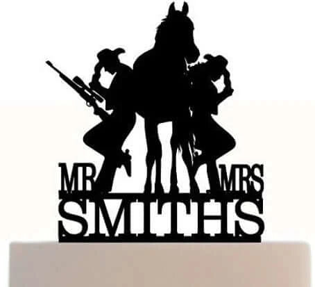 Personalized Acrylic Western Cowboy Cowgirl Horse Wedding Cake Topper