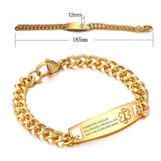 Custom Engraved Medical Identification Bracelet Stainless Steel - Premium bracelet from giftmeabreak - Just $24.99! Shop now at giftmeabreak