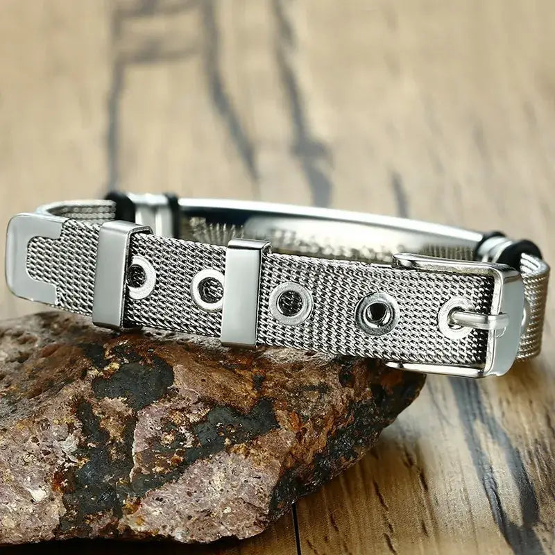 Personalized Adjustable Stainless Steel Engraved Medical Alert ID Bracelet