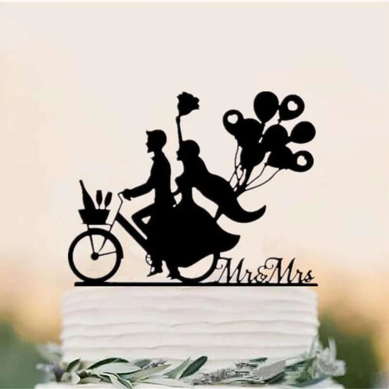 Acrylic Cycling Bicycle Style Wedding Cake Topper