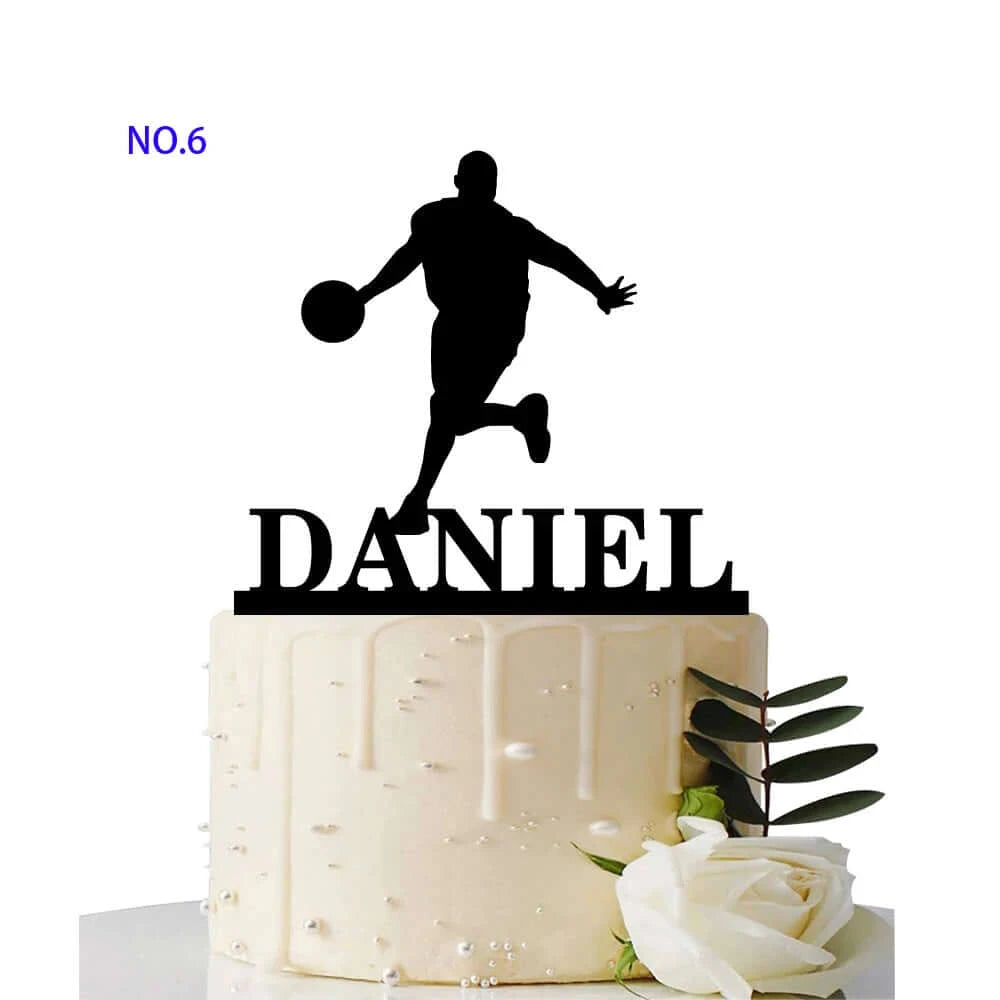 Custom Basketball Theme Name Acrylic Birthday Cake Topper