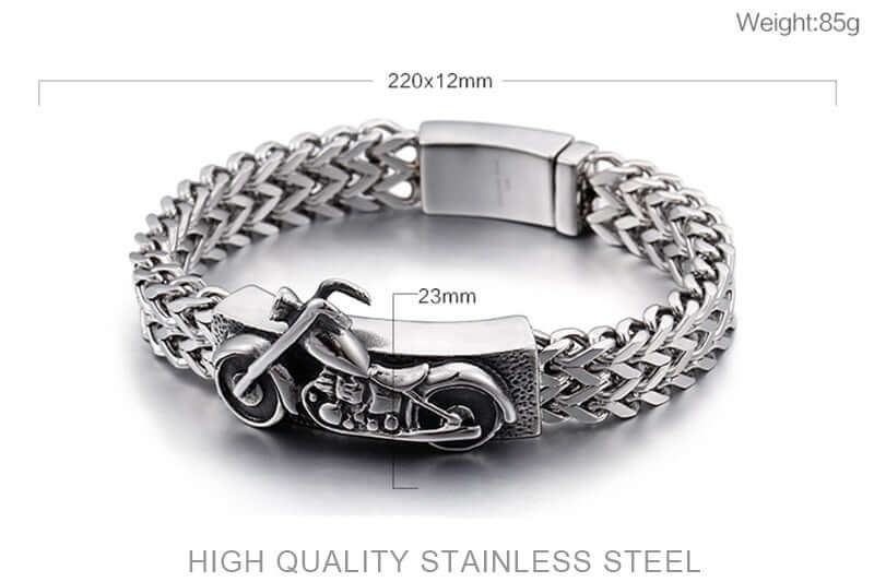 Men's Stainless Steel Retro Mesh Motorcycle Bracelet