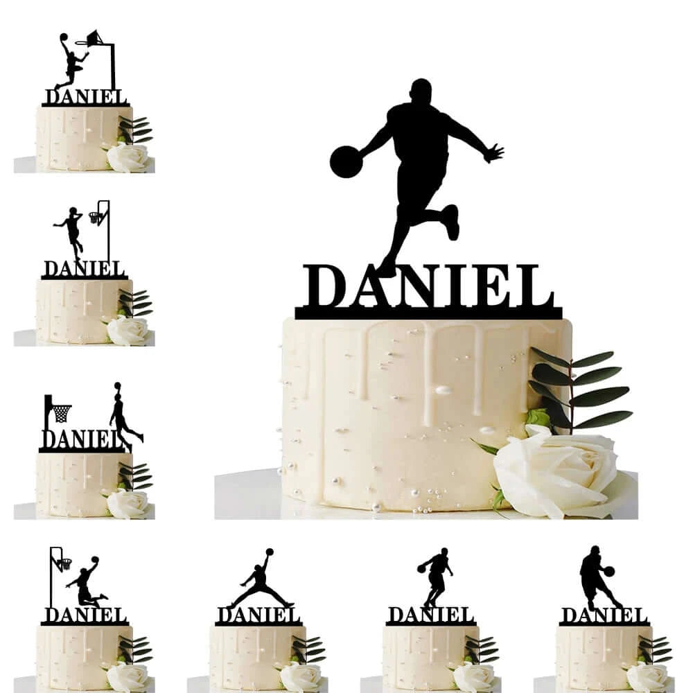 Custom Basketball Theme Name Acrylic Birthday Cake Topper