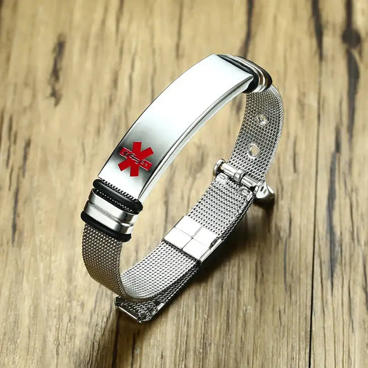 Personalized Adjustable Stainless Steel Engraved Medical Alert ID Bracelet