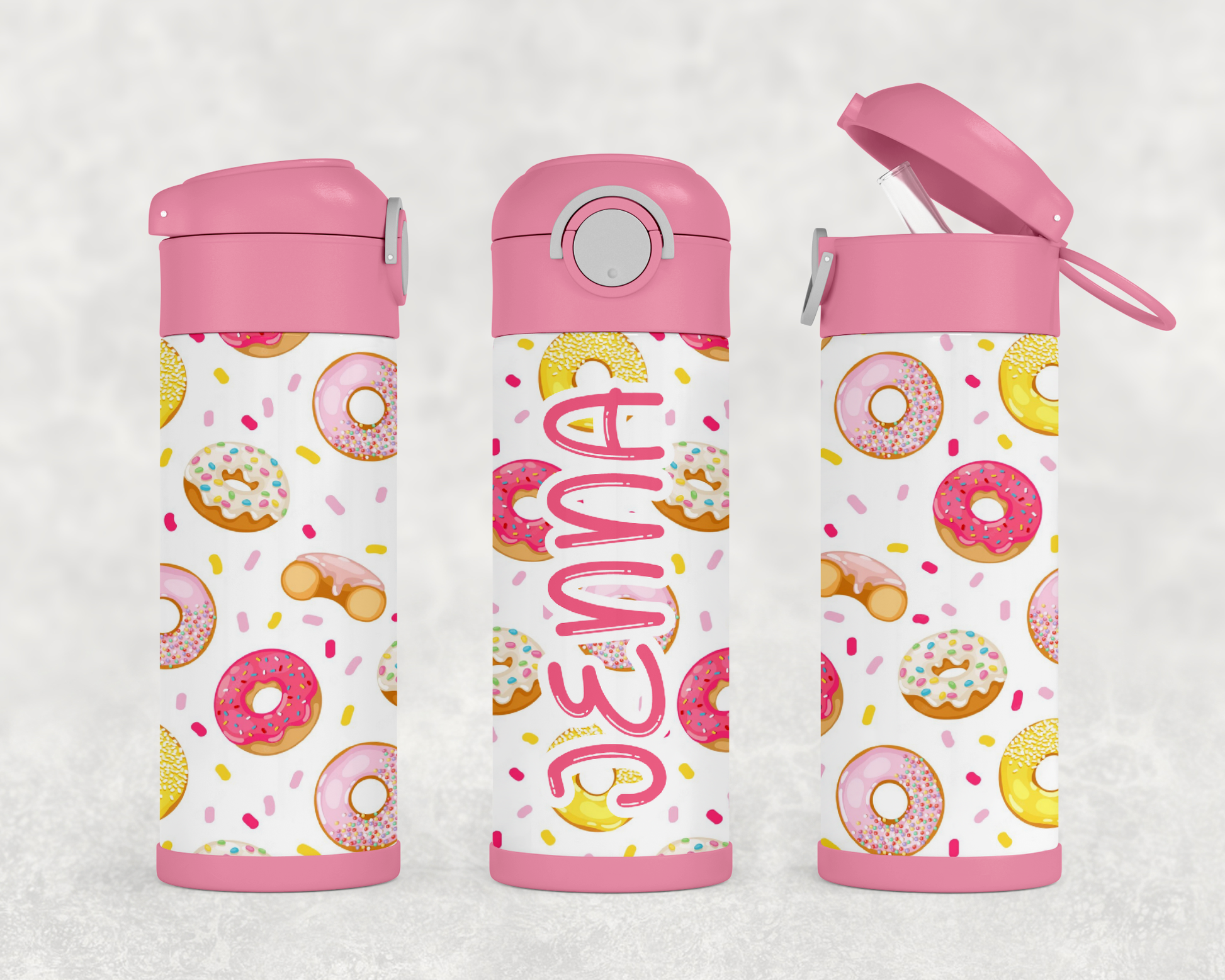 Personalized Donut Design 12oz Stainless Steel Kids Tumbler