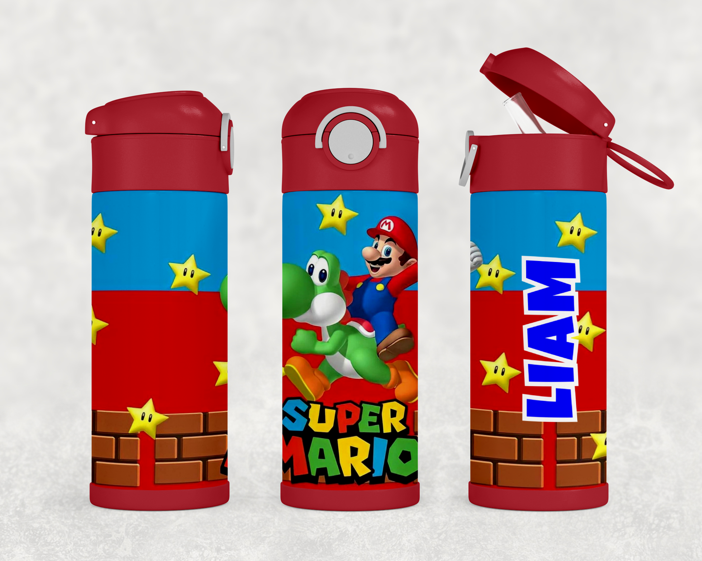 Personalized Super Mario Bros Video Game 12oz Stainless Steel Kids Tumbler