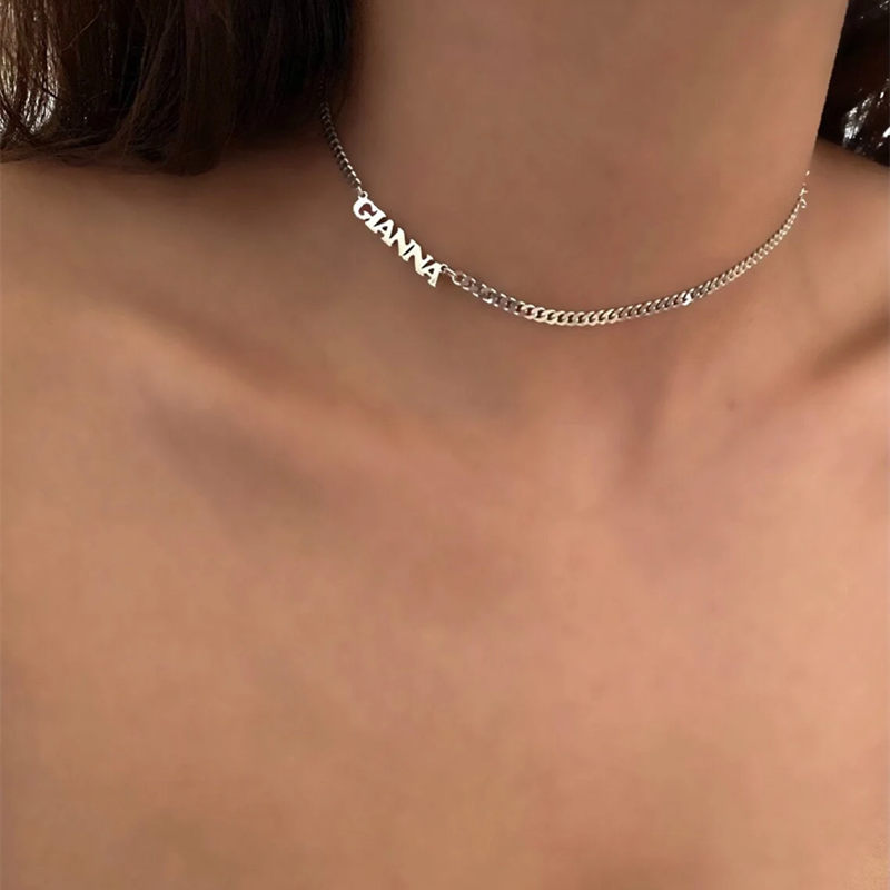 Stainless Steel Custom Sideways Name Cuban Chain Necklace - Premium name necklace from Dsers - Just $24.99! Shop now at giftmeabreak