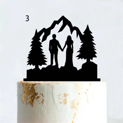 Mountain Outdoor Wedding Cake Topper Backpacking Camping Hiking