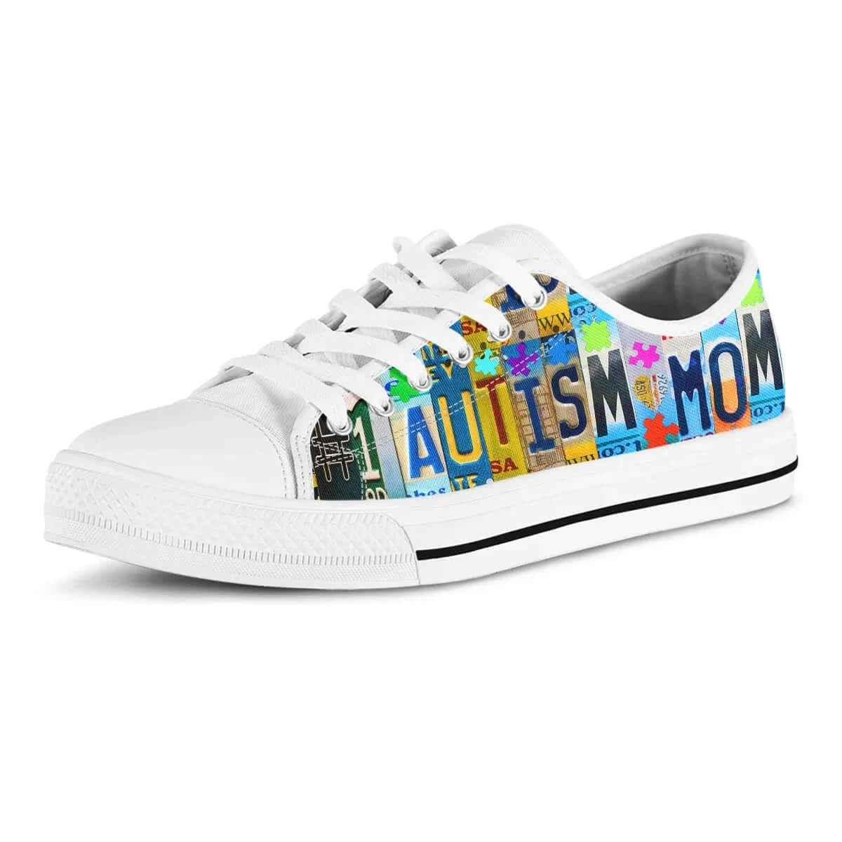 Custom "Autism Mom" License Plate Design Low Top Canvas Shoes