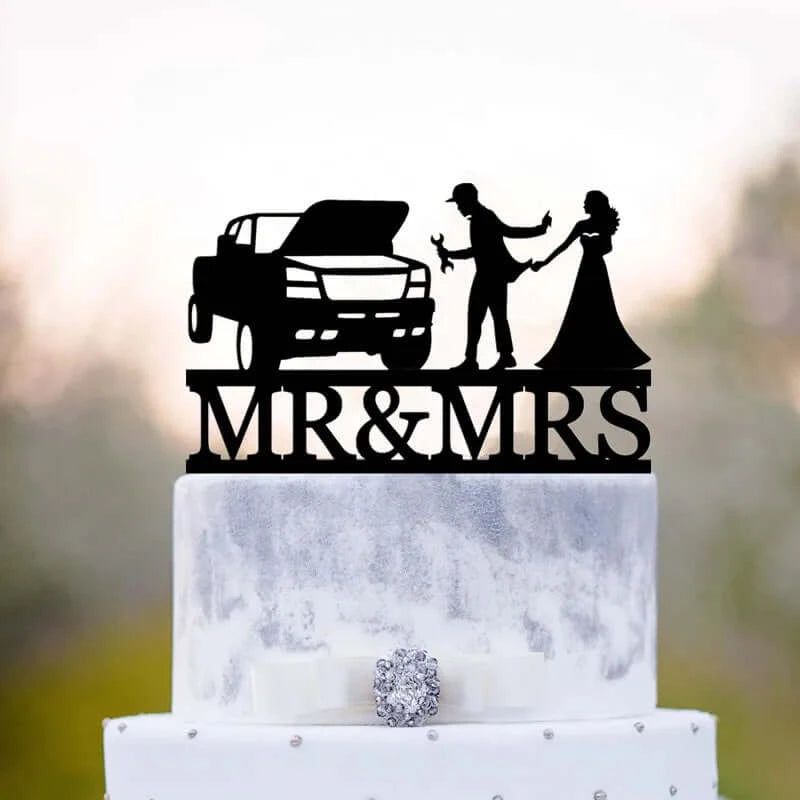 Acrylic Funny Wedding Cake Topper Truck Tractor Fire Truck