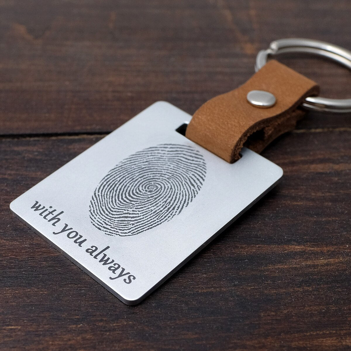 Personalized Fingerprint Image Keychain with Engraved Text - Premium keychain from giftmeabreak - Just $12.99! Shop now at giftmeabreak