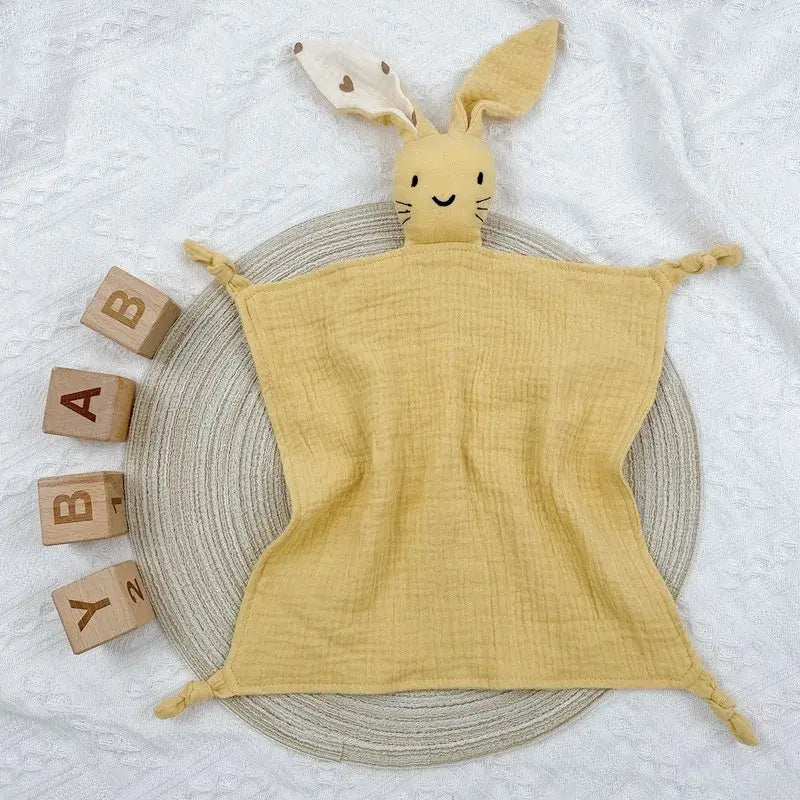 Personalized Embroidered Name Bunny Muslin Cotton Baby Blanket Lovie