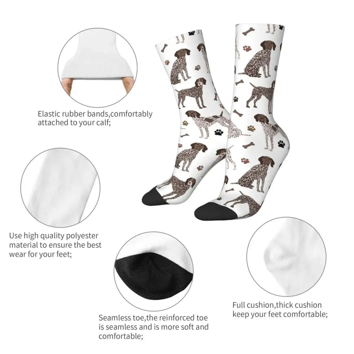 German Shorthaired Pointer Dog Bone and Paw Socks