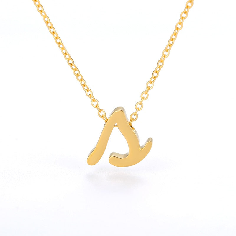 Vintage Tiny Initial Letter Necklaces for Women Stainless Steel