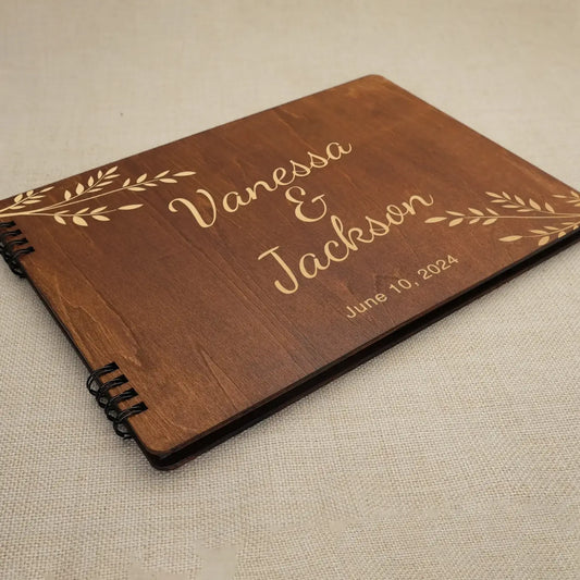 Wooden Wedding Guest Book - Personalized Laser Engraved, Perfect for Photos and Heartfelt Messages