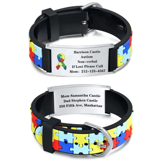 Personalized Autism Aspergers Engraved Medial Alert Bracelet for Children