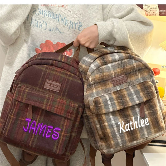 Personalized Embroidered Children's Plaid Backpack
