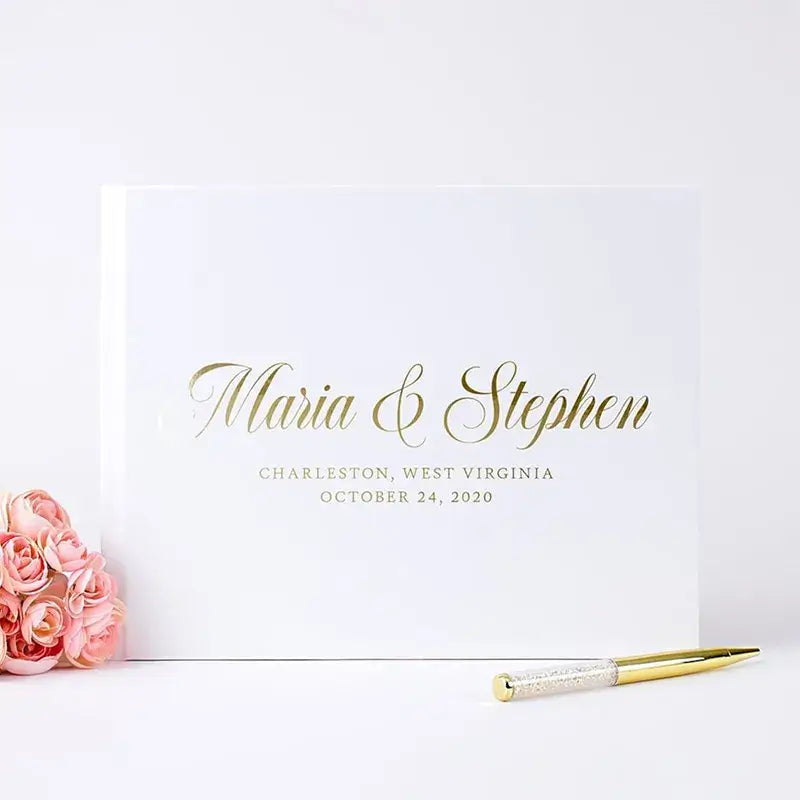 Personalized White Wedding Guest Book 