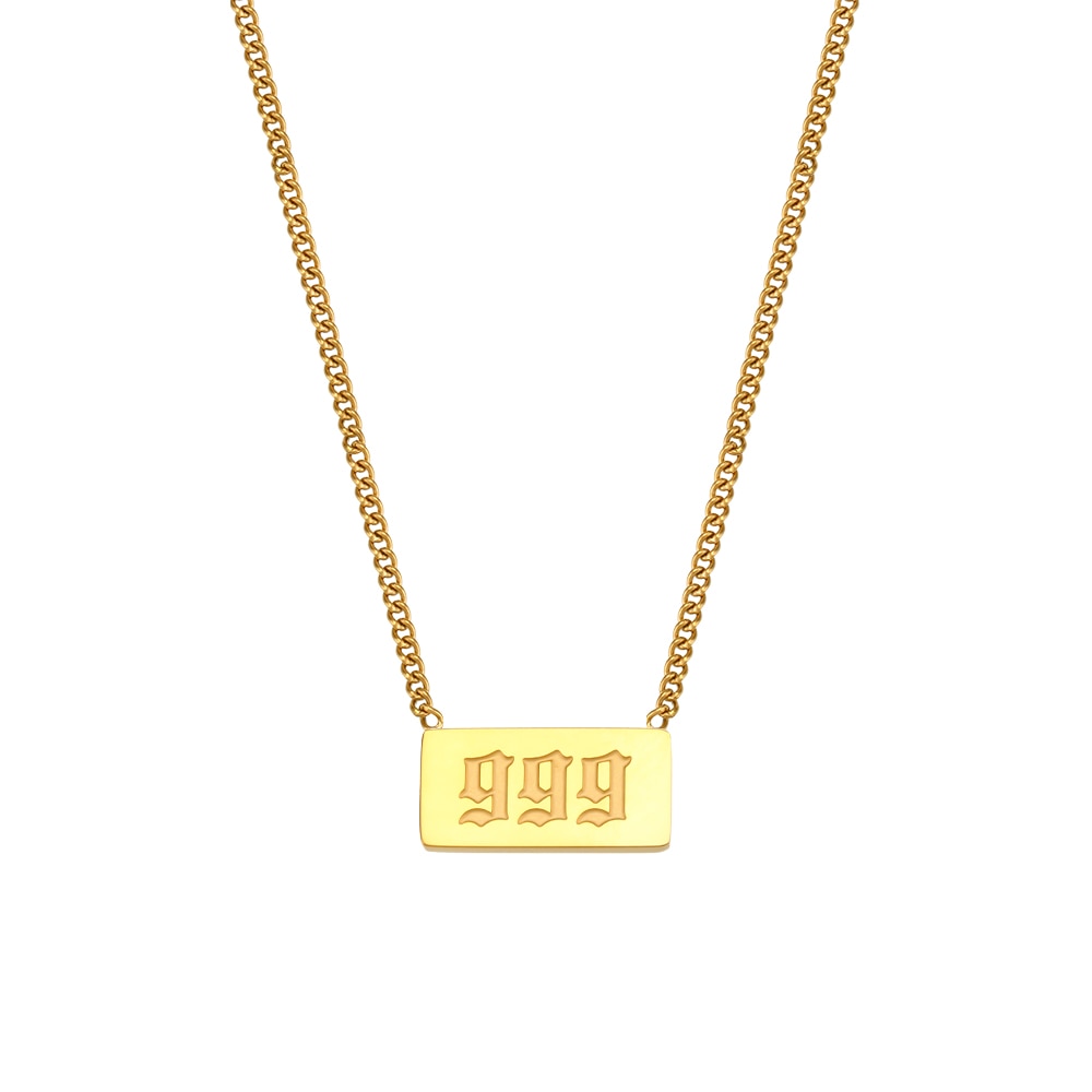 Stainless Steel Square Plate 111 222 333 Lucky Angel Number Necklace - Premium necklace from giftmeabreak - Just $22.99! Shop now at giftmeabreak