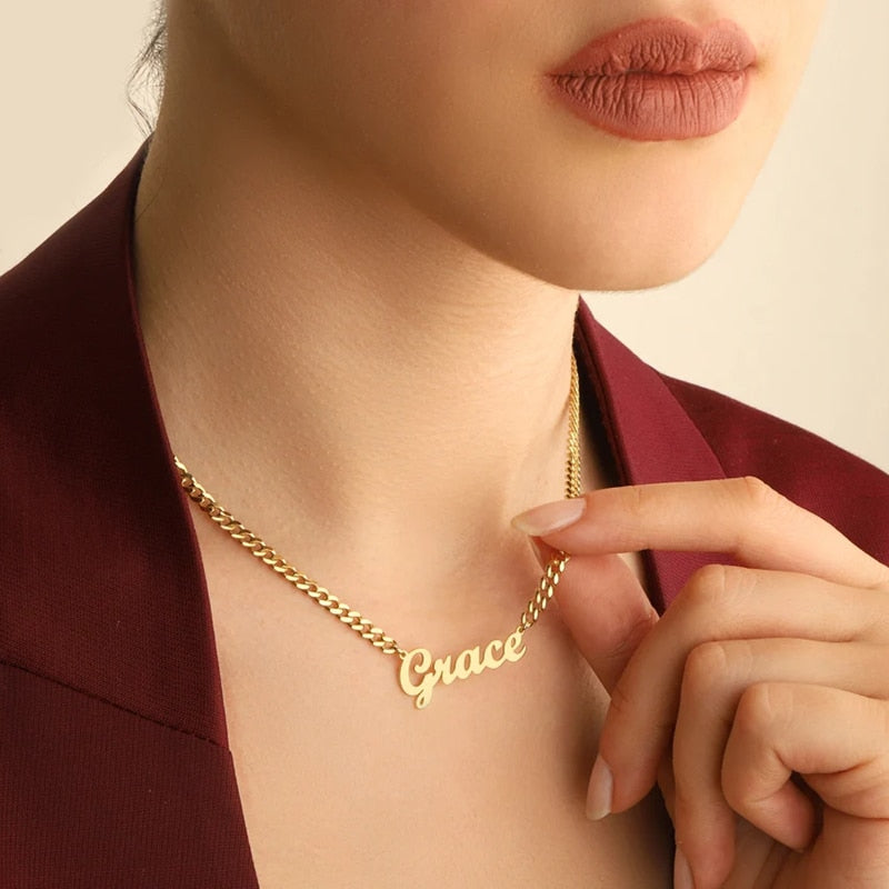Personalized Stainless Steel Cuban Chain Customized Name Necklace - Premium necklace from giftmeabreak - Just $32.99! Shop now at giftmeabreak