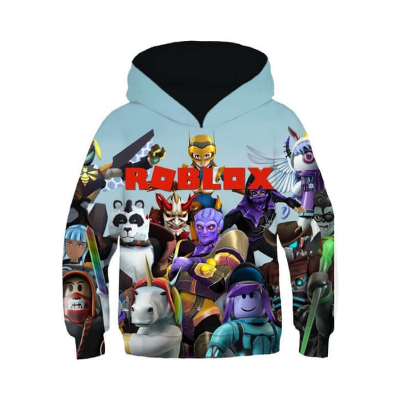 Kids Robot Blox Digital Allover Printed Pullover Hoodie