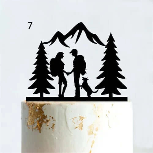 Mountain Outdoor Wedding Cake Topper Backpacking Camping Hiking