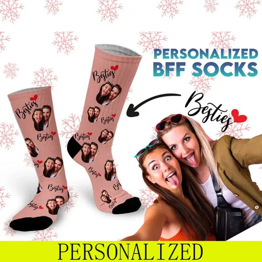 Customized Besties Best Friends Photo Socks