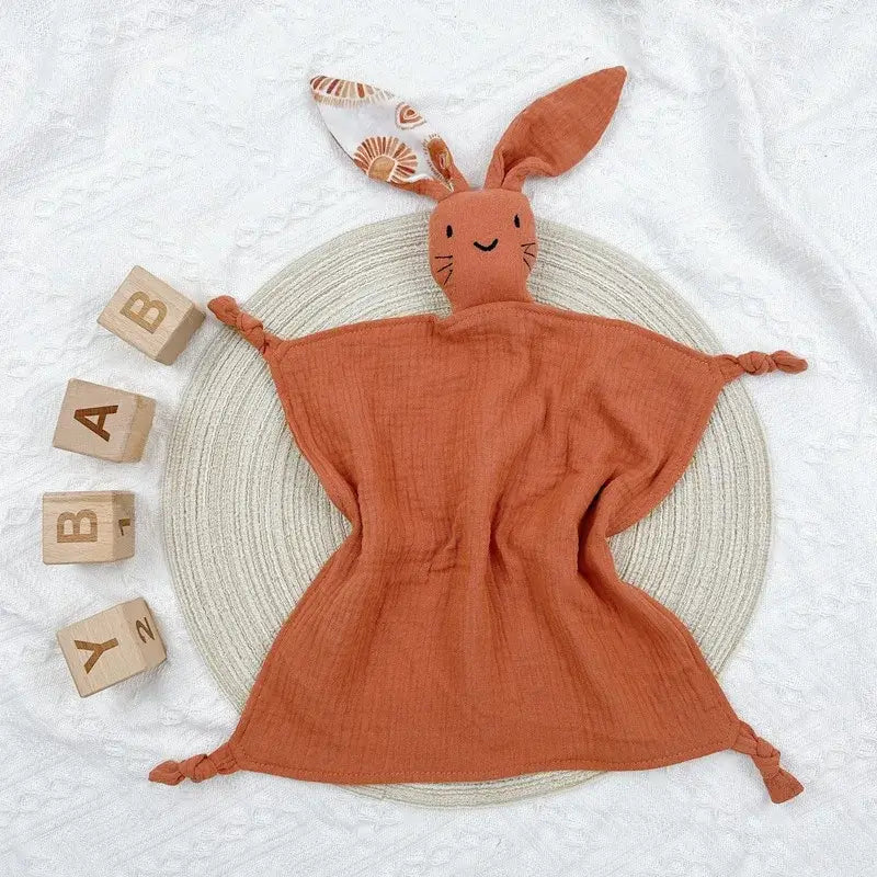 Personalized Embroidered Name Bunny Muslin Cotton Baby Blanket Lovie