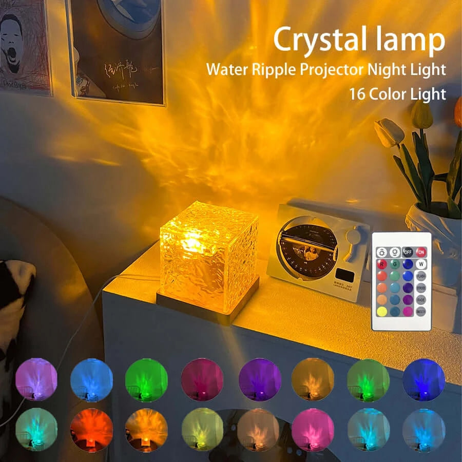 Dynamic Rotating Water Ripple Projector Night Light 