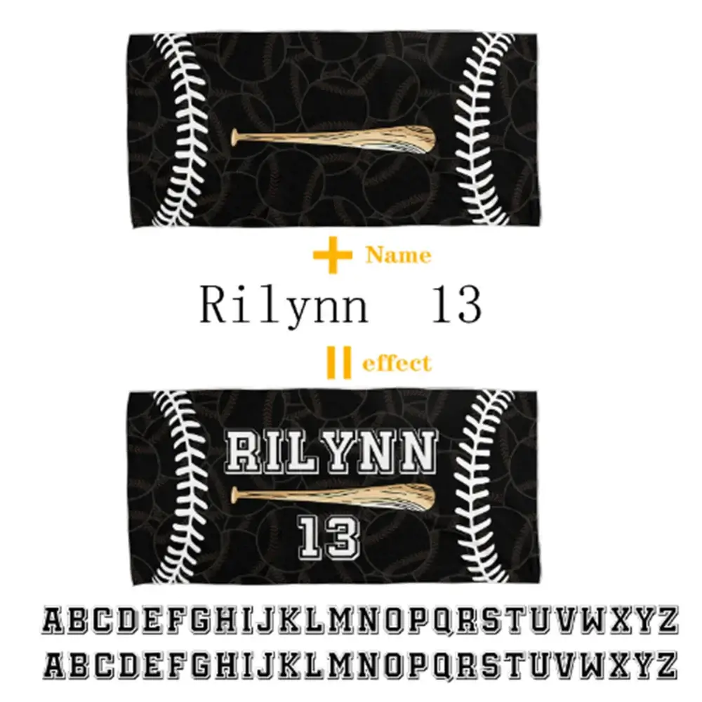 Personalized Name Baseball Softball Beach Towel
