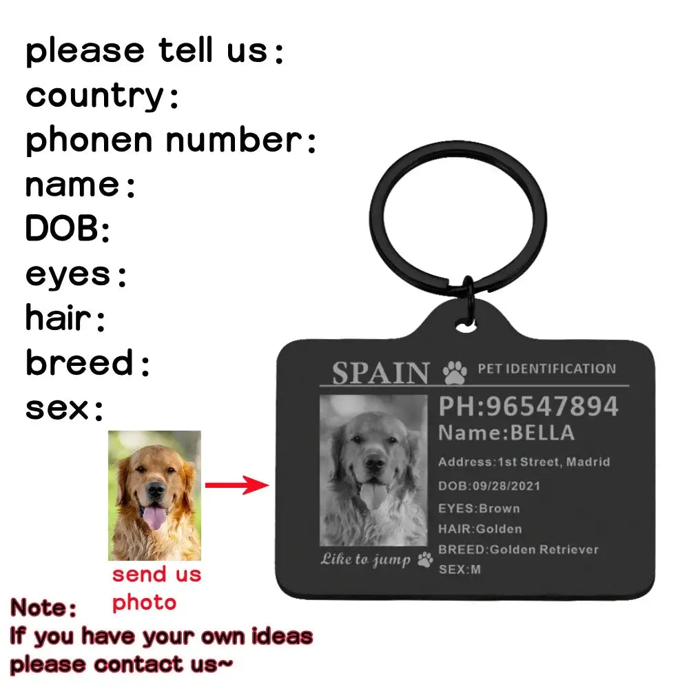 Personalized Custom Stainless-Steel Pet ID Card Tag