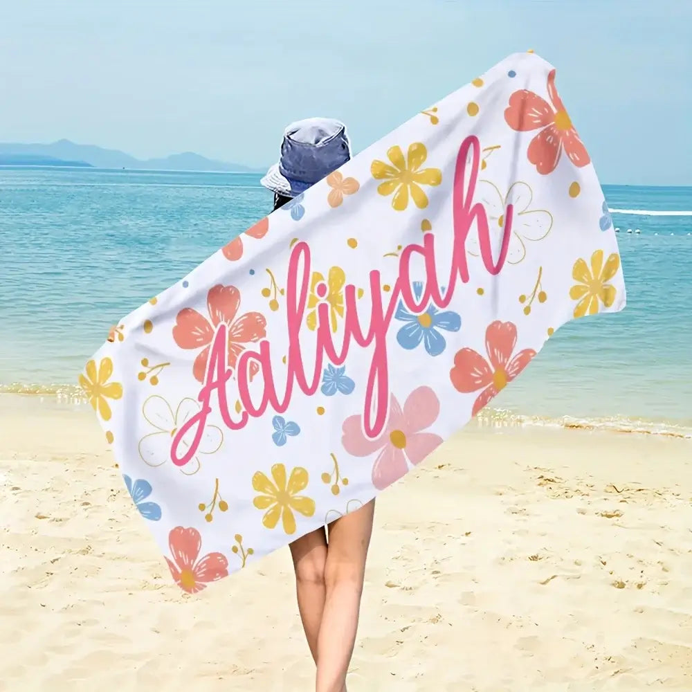 Kid's Personalized Quick Drying Floral Beach Towel