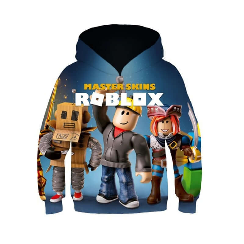 Kids Robot Blox Digital Allover Printed Pullover Hoodie