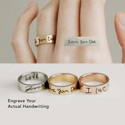 Personalized Engraved Signature 6mm Thick Band Ring