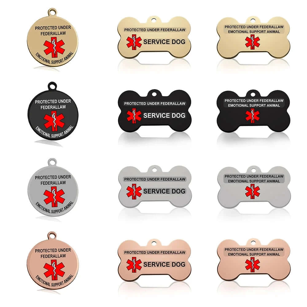 Personalized Pet Service Dog ID Tag Stainless Steel
